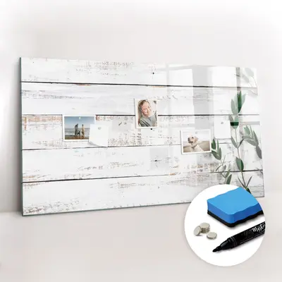 Glas Magnettafel Pinnwand mit Marker Schwamm Magneten Holzbretter 120x60 cm