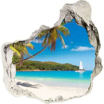 Wandtattoo 3D Effekt Aufkleber Wandbild Wandsticker 75x75 cm Tropischer Strand