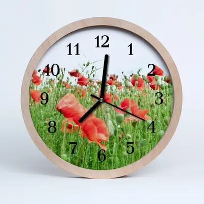 Tulup Holzuhr 20fi cm Wanduhr Küchenuhr - Mohnblumen