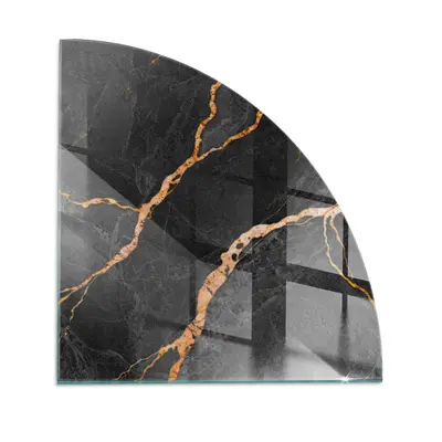Kamin Ofen Sicherheitsglas Eleganter Marmor mit Adern Viertelkreis 100 x 100 cm