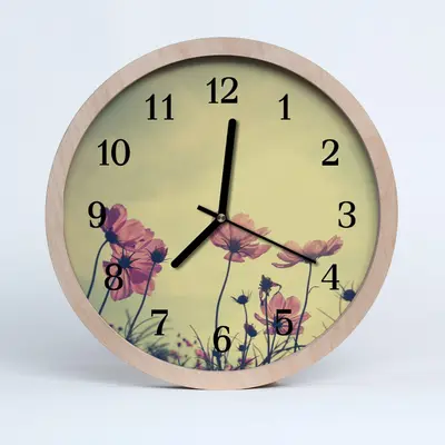 Tulup Holzuhr 30fi cm Wanduhr Küchenuhr - Blumen Blumen