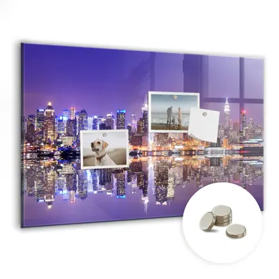 Glas Magnetboard mit Magneten für Planung Notizen New York bei Nacht 60x40 cm