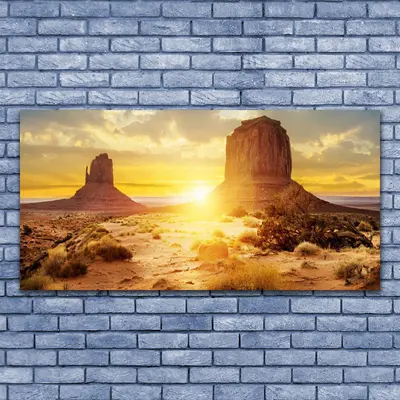Acrylglasbilder Wandbilder Druck 140x70 Wüste Sonne Landschaft