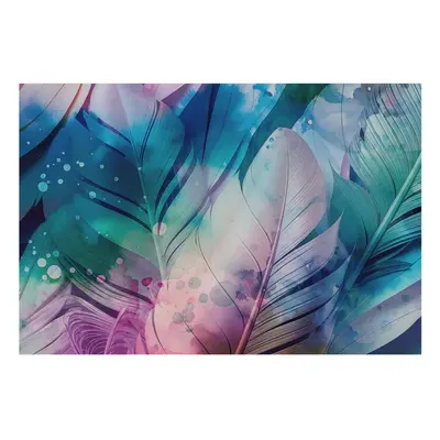 Vlies Tapete Vliestapete Wandbild Vliesdruck FotoTapete Bunte Federn Blau