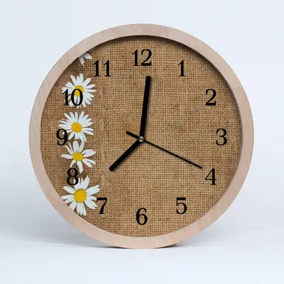 Tulup Holzuhr 25fi cm Wanduhr Küchenuhr - Daisy Blumen