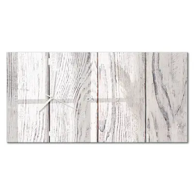 Wanduhr aus Glas Glasuhr im Breiten Format Holzwand Weiße Zeiger 60x30 cm
