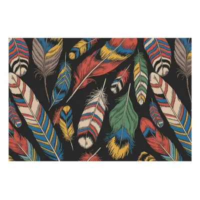 Vlies Tapete Vliestapete Wandbild Vliesdruck FotoTapete Bunte Federn Blau