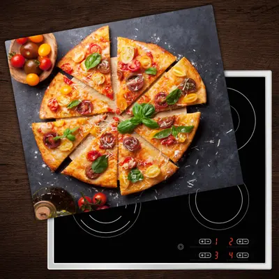 Tulup Herdabdeckplatten aus Glas Spritzschutz PizzaTomaten - 60x52 cm