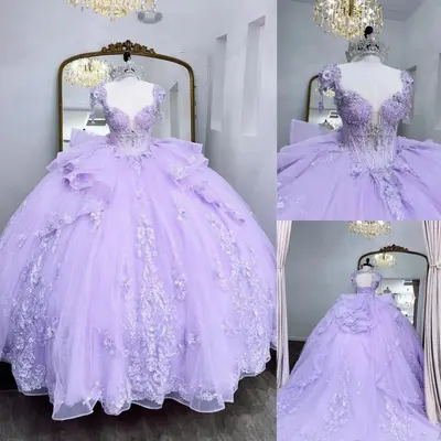Lavendel Quinceanera Kleider süß 15 16 Geburtstag Party Prinzessin Ballkleider