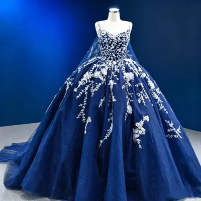 Marineblaue Quinceanera Kleider mit Cape Glitzer süß 15 16 Party Ballkleider