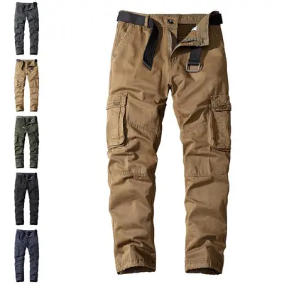 Herren Cargo Hose 100% Baumwolle Arbeitshose Tactical Combat Outdoor Wanderhose
