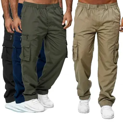 Herren Cargo Hose 100% Baumwolle Arbeitshose Tactical Combat Outdoor Wanderhose