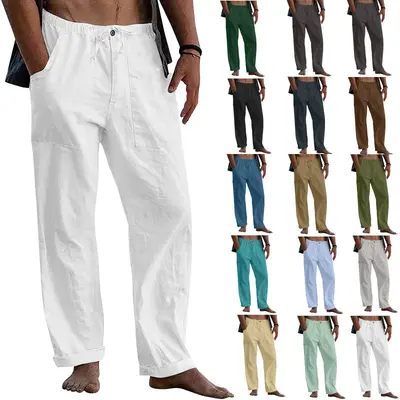 Leichte Herren Freizeithose Sommer Entspanne dich Luftig Bequem Lässig Stoffhose