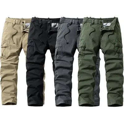 Herren Cargo Hose Baumwolle Arbeitshose Tactical Combat Outdoor Wanderhose