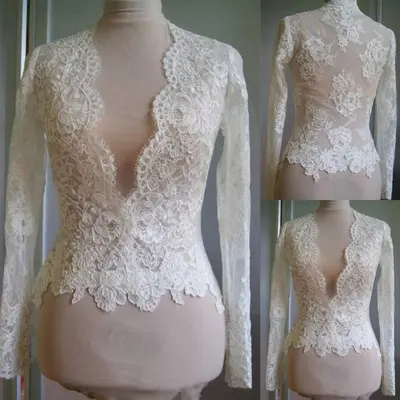 Neu Braut Wickel Spitze Hochzeit Jacken Bolero Elfenbein Weiß Braut Langarm