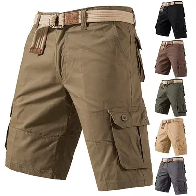 Herren Cargo Hose Cotton Arbeitshose Tactical Combat Herren Shorts Ohne Gürtel