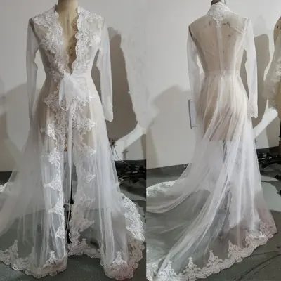 Langarm Hochzeit Braut Jacke Hochzeit Mantel Sweep Schleppe Hochzeit Umhänge