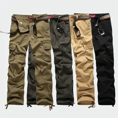 Herren Cargo Hose 100% Baumwolle Arbeitshose Tactical Combat Outdoor Wanderhose