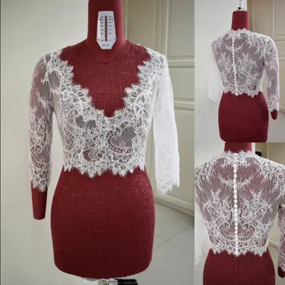 Spitze Hochzeit Jacke V Ausschnitt Braut 3/4 Ärmel weiß elfenbein Braut Umhänge