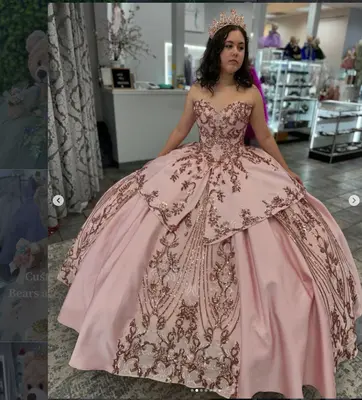 Rosa Quinceanera Kleider Glitzer Herzausschnitt Prinzessin süß 16 Ballkleid