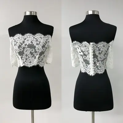Hochzeit Spitze Jacke Applikationen Kurzarm Braut Umhänge Formell Brautjacke