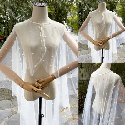Schlichtes Brautkleid Cape weiß elfenbein Hochzeit elegant Wickel Braut Bolero