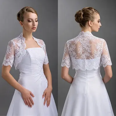 Elegantes Brautkleid Spitzenjacke Spitze Kurzarm Braut Bridal Bolero