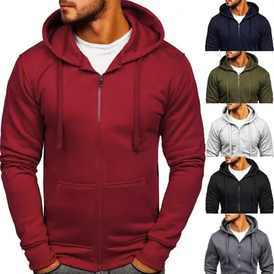 Herren Kapuzenpullover Freizeit Reißverschluss Oversize Oberbekleidung Männer