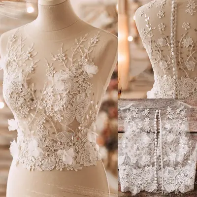 Wunderschöne Perlen Braut Jacke Ärmellos 3D Blumen Hochzeitsjacke Boleros