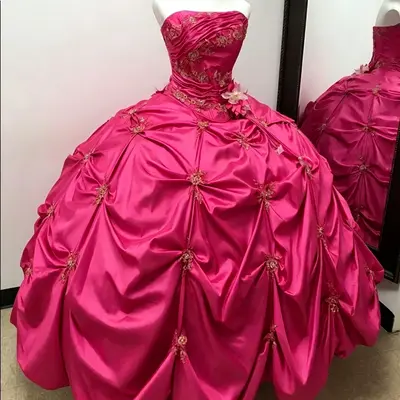 Hot Pink Quinceanera Kleider Sweet 15 3D Blumen XV Ballkleider