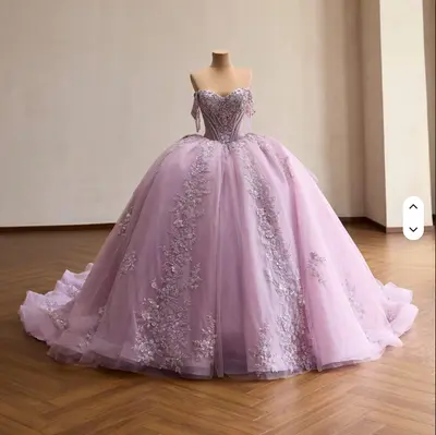Fliederfarbene Quinceanera Kleider Schulterfrei Süß 15 16 Party Abschlussball