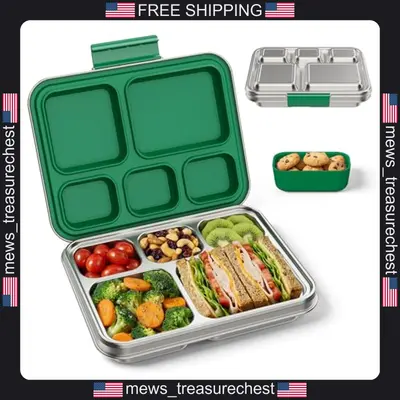Edelstahl Bento Brotdose 5 Fächer für Kinder & Erwachsene, auslaufsicher,