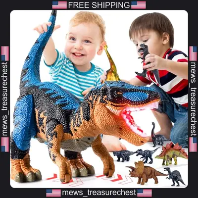 Dinosaurier Spielzeug für Kinder 3-5 große T-Rex mit Aufbewahrung, Lichter,