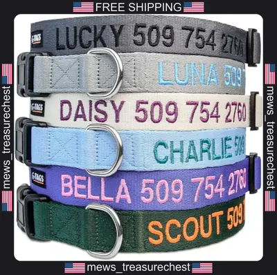 Personalisiertes Hundehalsband mit gesticktem Namen und Telefon
