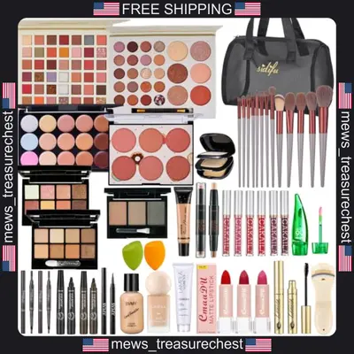 All-in-One Make-up Set für Damen mit Lidschatten, Lippenstift, Pinsel,