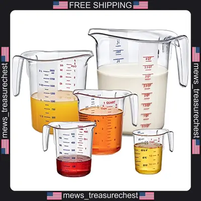 Kunststoff Messbecher Set, lebensmittelecht, 5 Größen, unzerbrechlich