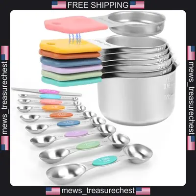 Magnetisches Edelstahl Messbecher und Löffel Set 16 Stück