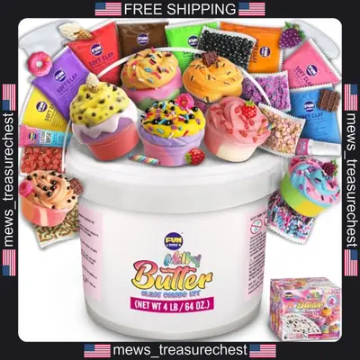 Milky Butter Slime Kit 4lb mit 29 Add-Ins für Kinder, weicher weißer duftender