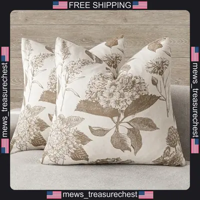 Blumen Leinen Überwurf Kissenbezüge 22x22 für Schlafsofa Couch Deko
