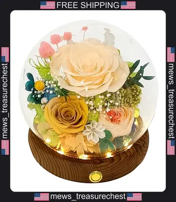 Echte konservierte Blumen Geschenkbox mit Lichtern und Karte für die Liebsten