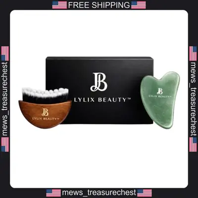 Gesichtslymphdrainage Bürste & Jade Gua Sha Set für Gesicht & Hals