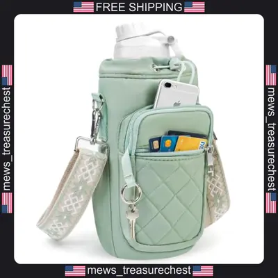 Trinkflaschentragetasche mit Isolierung und RFID Schutz, Crossbody Nylon