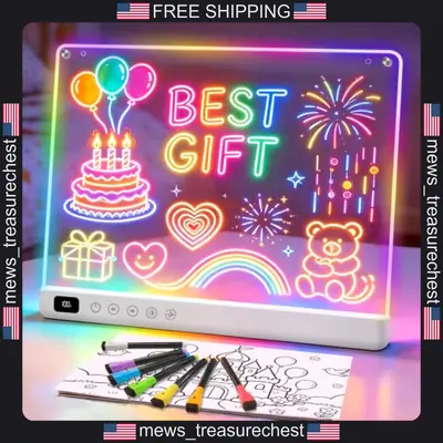 Cosmody 16" LED Zeichenbrett Wiederaufladbar Kinder Kunst Set mit 8 RGB Farben