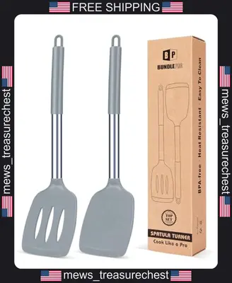 Silikon Spatel Set 2er Pack Antihaftbeschichtet Schlitz Küchenutensilien BPA