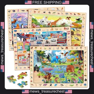 Streichholz & Fundpuzzle aus Holz für Kinder von 4-6 Jahren, 4 Stück, je 60