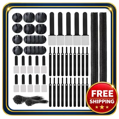 Kabelmanagement-Set mit 2 PET-Hülsen 100 Reißverschlussbinder und Clips