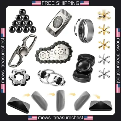 Metall EDC Fidget Toys Set für Erwachsene, Stressabbau, Fokus, 10 Teile