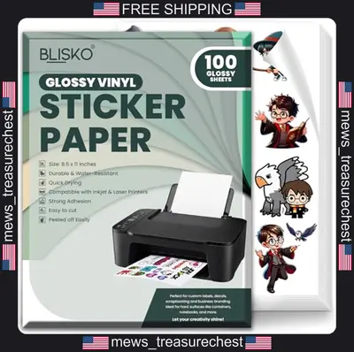 Bedruckbares Vinyl Aufkleber Papier 8,5x11 wasserdicht glänzend weiß 100 Blatt