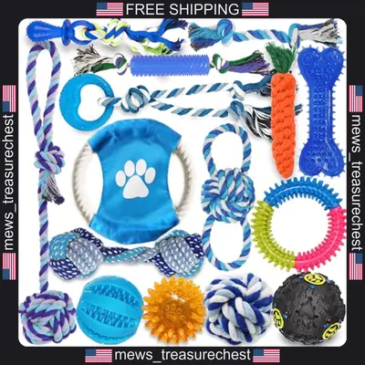 Hundespielzeug 15 Stück für kleine & mittlere Hunde, Kauspielzeug &
