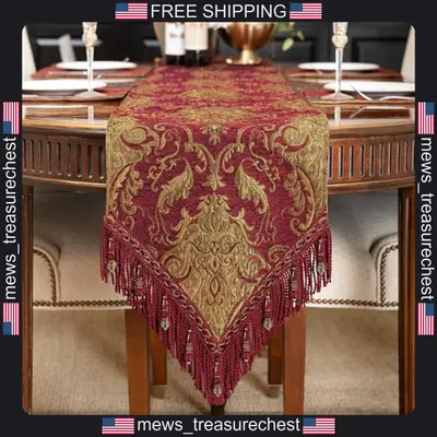Chenille Tischläufer 13x90 cm rot für Esszimmer & Deko